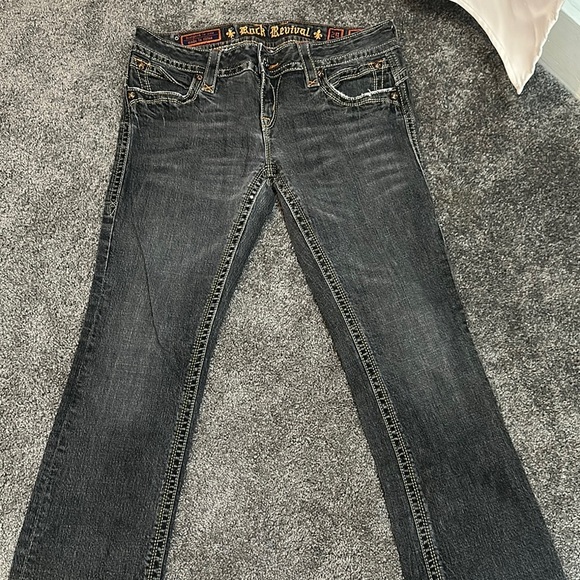 Rock Revival Black Jeans with Intricate Back Design - Picture 2 of 3